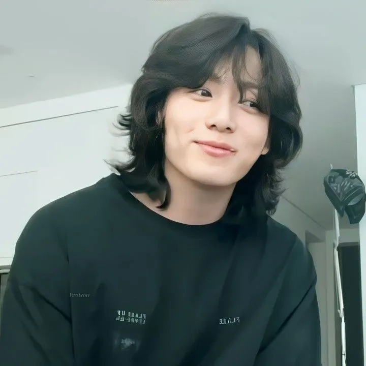 Jungkook with wolf cut