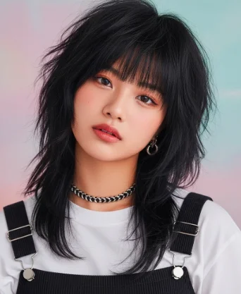 Korean Wolf Cut With Bangs
