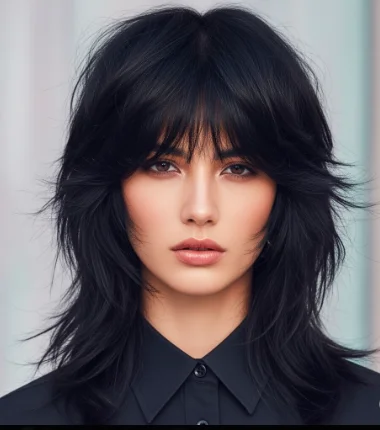Long Wolf Cut With Bangs